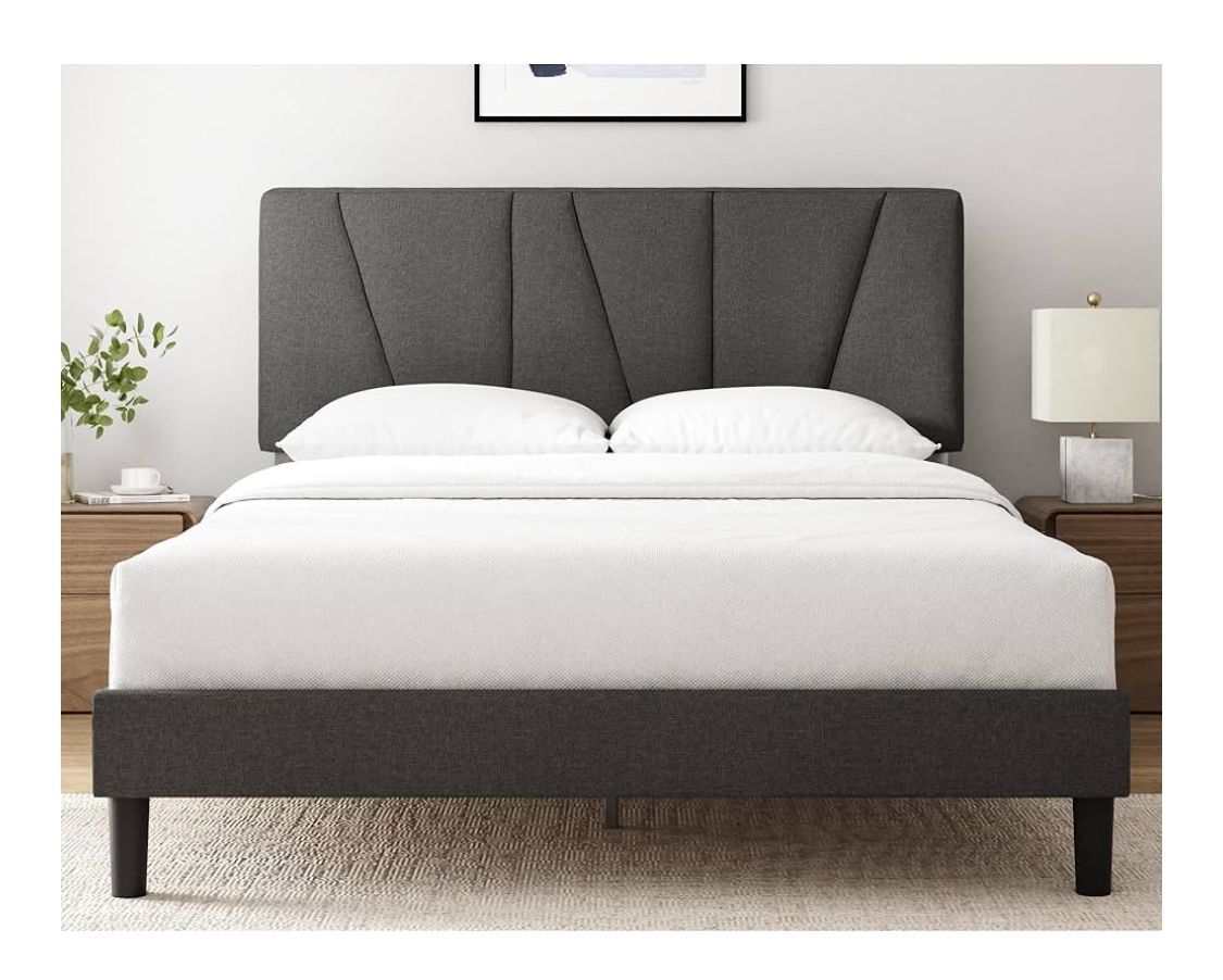 ZINUS Queen Maya Upholstered Bed Frame with Asymmetric Headboard