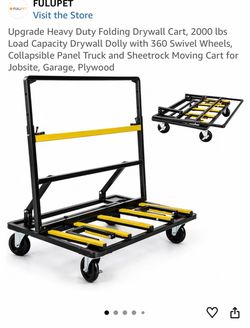 Upgrade Heavy Duty Folding Drywall Cart, 2000 lbs Load Capacity Drywall Dolly with 360 Swivel Wheels, Collapsible Panel Truck and Sheetrock Moving Car
