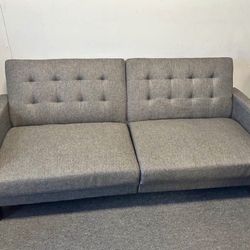 NEW Fabric Tufted Futon, Gray Linen 