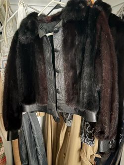 Dark Brown Mink and Leather Jacket