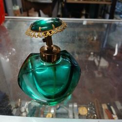 Vintage Devilbiss Perfume Bottle Green Glass Made In W. Germany