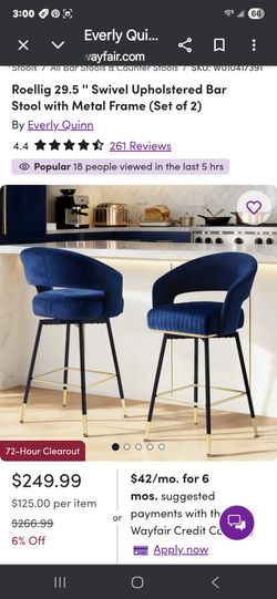 Blue velvet bar stools