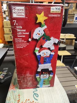 Home Accent 7 Ft Icicle Shimmer Led Stacked Snomen
