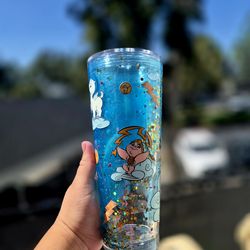 Baby Hercules snowglobe tumbler Starbucks style 24oz acrylic lava lamp drip