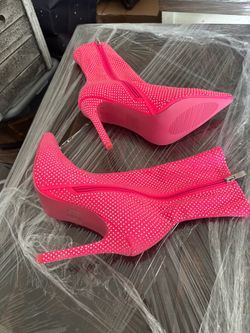 Hot Pink Rhinestone Stiletto Heel Booties