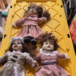 3 Victorian Haunted Dolls 
