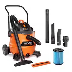 RIDGID 16 Gallon 6.5 Peak HP NXT Shop Vacuum Wet Dry Vac with Cart, Fine Dust Filter, Locking Hose and Accessory Attachments