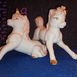 Set Of 2 Ceramic Unicorns 