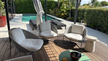 Set of 3 outdoor harmchairs CB2