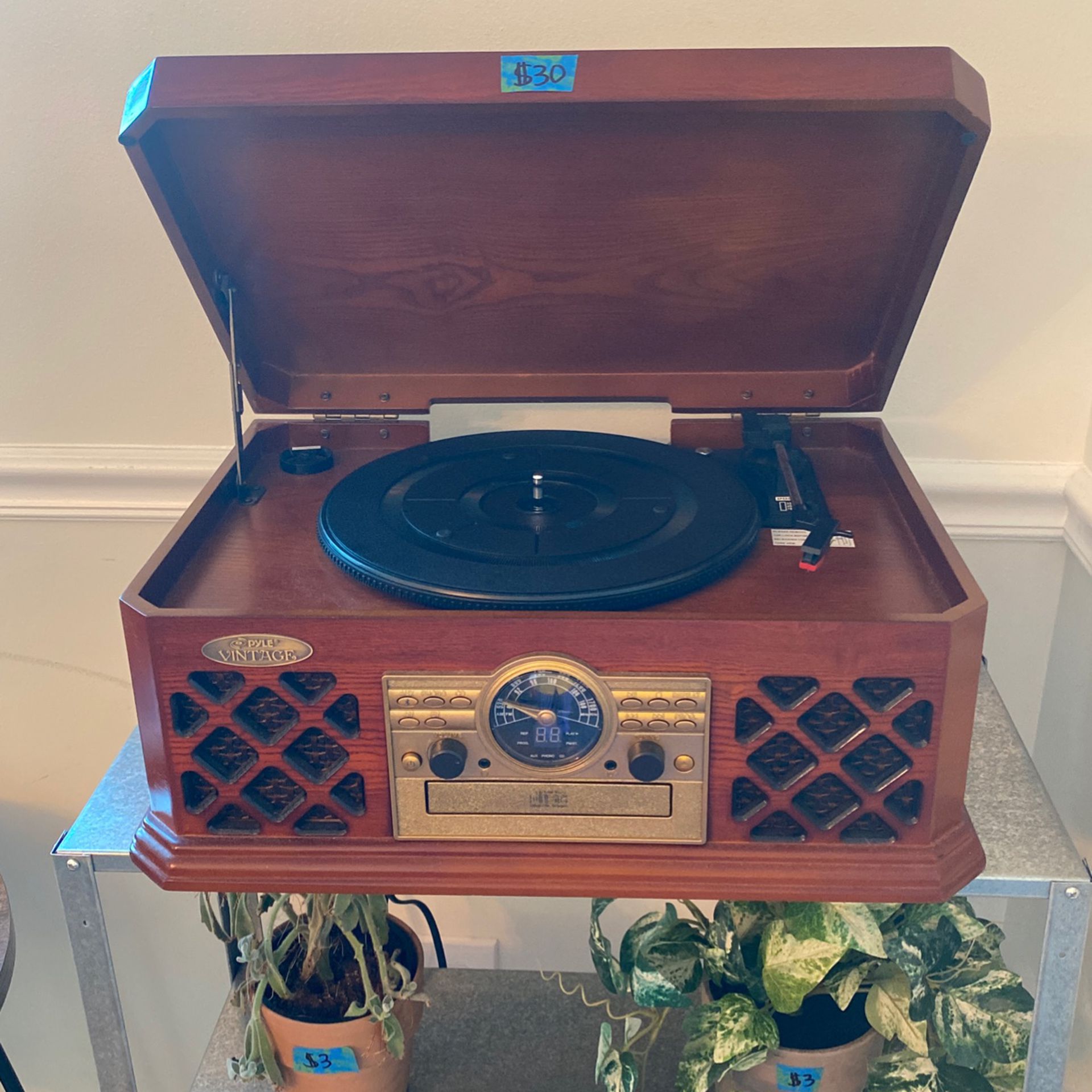 Vintage Style Record Player With Bluetooth
