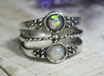 Bohemia Colorful Opal Stone Knuckle Midi Finger Ring Size 5
