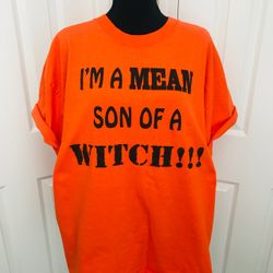 🎃 I’m a Mean Son of a Witch Orange Halloween T-Shirt Unisex Tee Size XL
