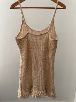 ASOS Beige Knit fringe swim coverup