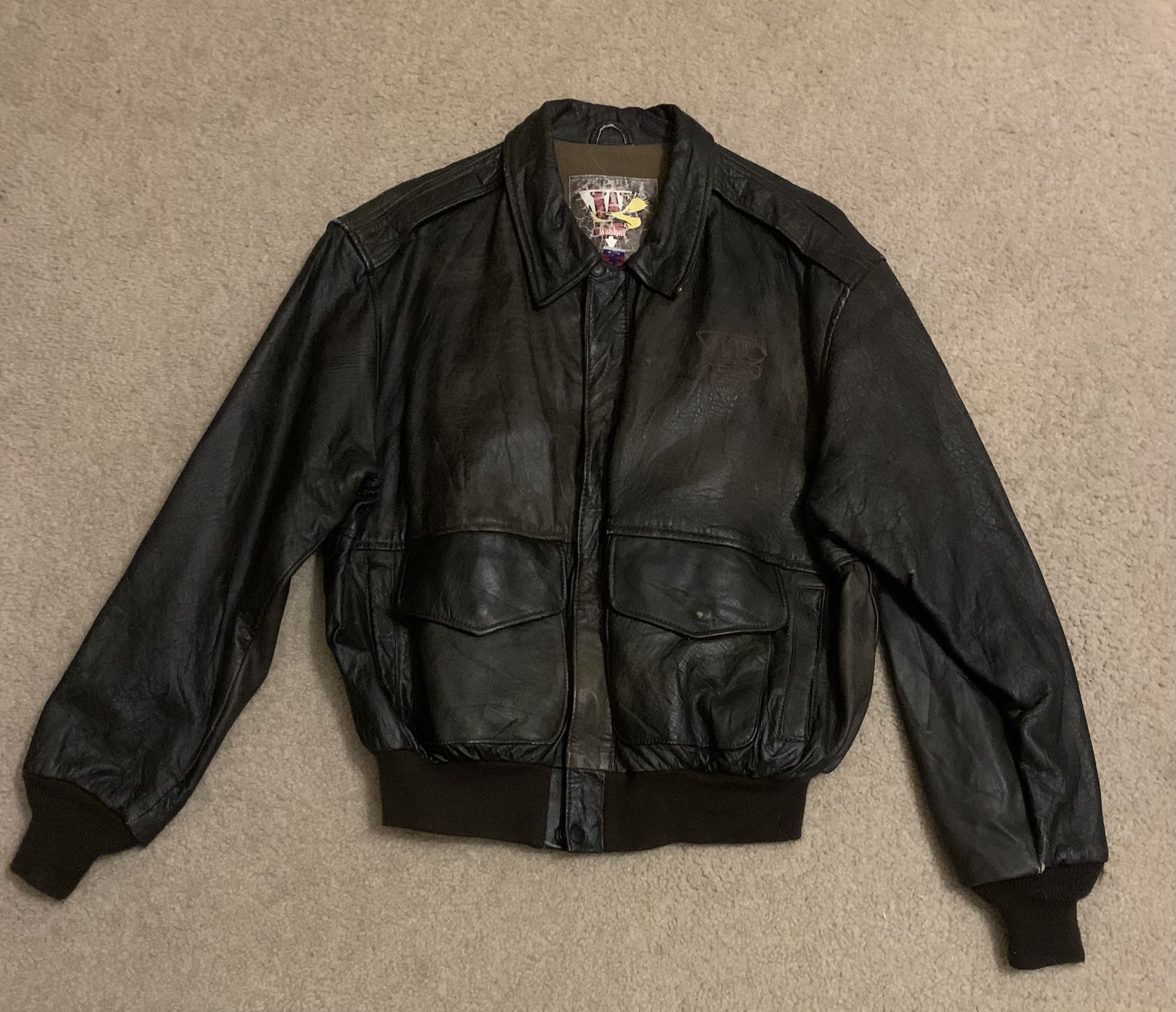 Vintage Winston cigarettes men's bomber leather jacket XL