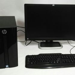 Four HP Pavilion 460-P214 Desktop Computers W/HP 22" Monitors
