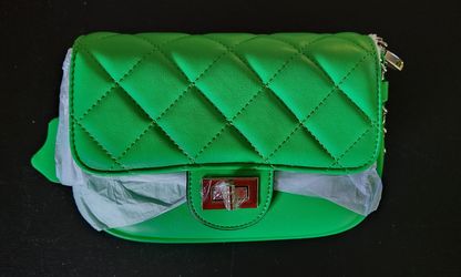 Bright Green Quilted Shoulderbag/Crossbody, Genuine Leather