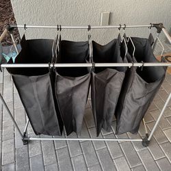 Rolling Laundry Cart With Four Compartments