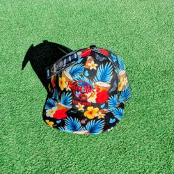 Hard Rock Hotel Los Cabos Mexico Tropical Floral Flat Brim Snapback OSFM Hat NWT