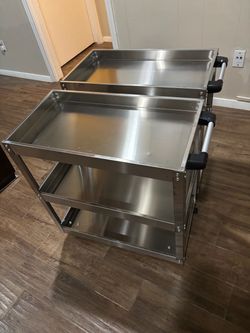 Stainless Steel 3-Tier Rolling Service Cart