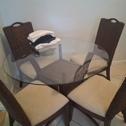Glass Round Table And 4 Chairs