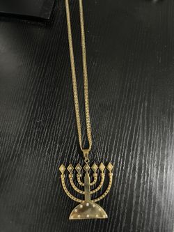 Hanukkah Menorah Gold Chain