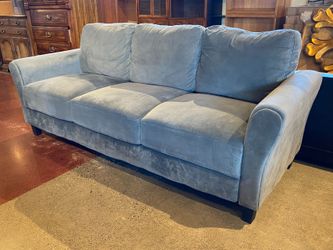 Plush Blue-Grey 3-Seater Sofa