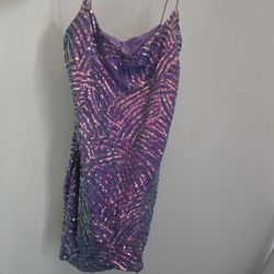 Purple Sequin Prom Dress