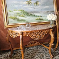 Large Framed Coastal Beach Scene Painting