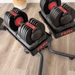 2 Adjustable Dumbbells Plus Rack