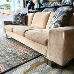 Beige Natuzzi Microfiber 90in Sofa