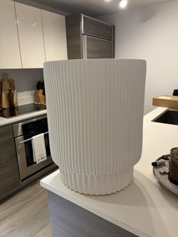 West Elm White Fluted Side Table / Accent Table