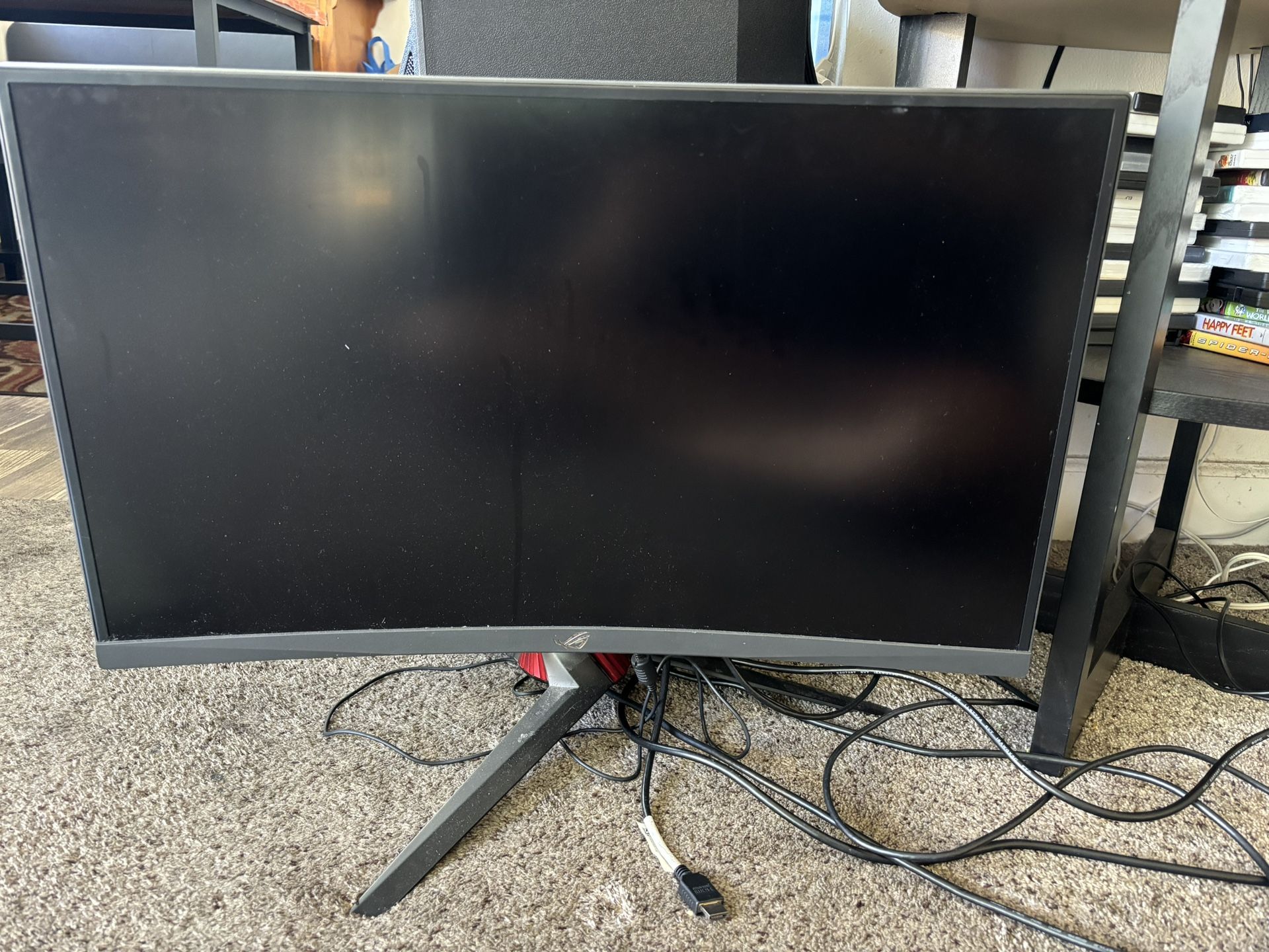 asus curved monitor with pc tower