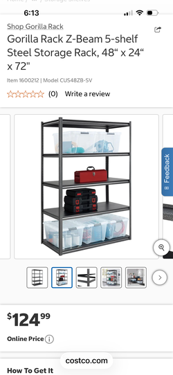 Gorilla Rack Z-Beam 5-shelf Steel Storage Rack, 48" x 24" x 72"