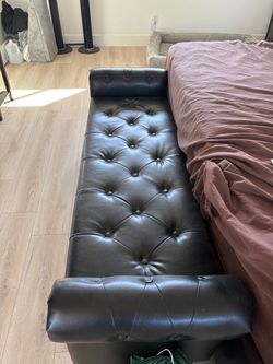 Dark Brown Tufted Faux Leather Bench