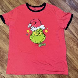 Dr. Suess The Grinch T-Shirt Mens Size XL Ringer Grinch Who Stole Christmas red