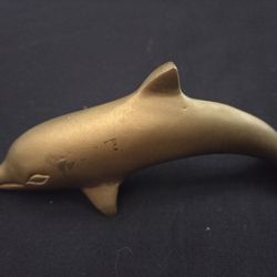 Vintage Brass Dolphin Sculpture Figurine Paper Weight 6.25"