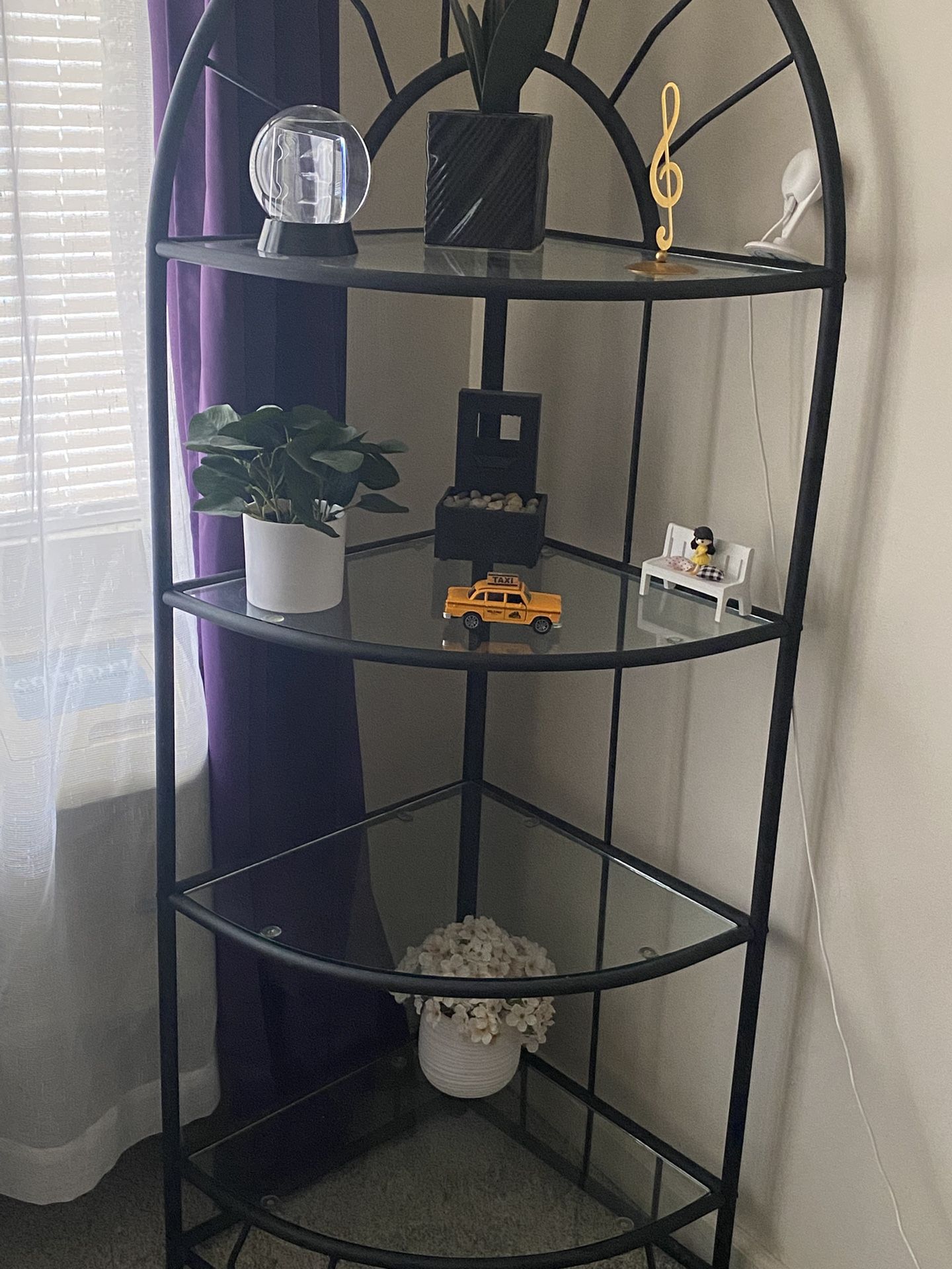 Corner Glass and Metal Shelf