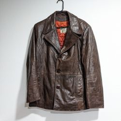 Vintage Victoria Brown men's Leather Jacket, made In Canada, Mens 40
