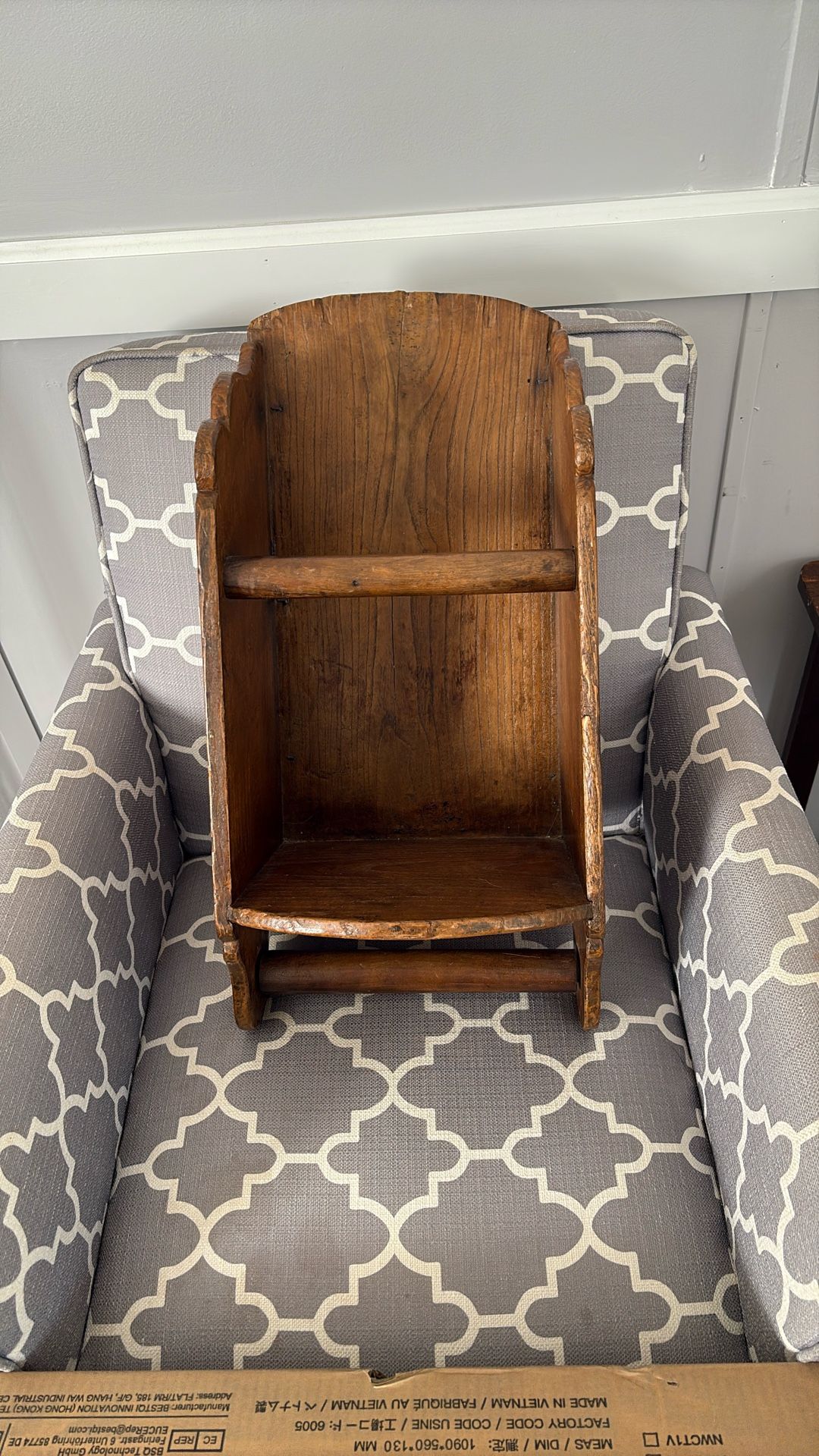 Vintage Wooden Bathroom Towel Shelf