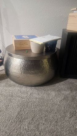 Large Hammered Metal Storage Table