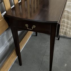 Wooden End Table With Drop Leaf Sides