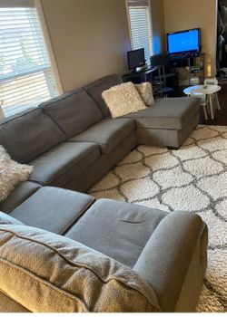 Gray Fabric Sectional Sofa with Chaise