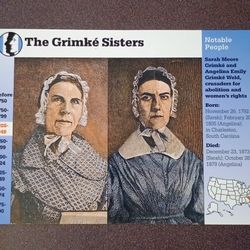 1995 Grolier Sarah Moore Angelina Emily Grimke Sisters Abolitionist Women Rights Vintage Collectible Large Card