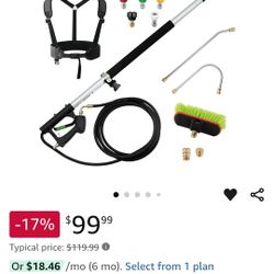 24 FT Pressure Washer Telescoping Wand with Pressure Washer Extension Wand, Gutter Cleaner tool, 5 Spray Nozzle Tips, 2 Hose Adapters, Support Belt 