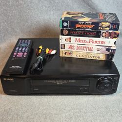 Sharp VCR Bundle With Remote/5 VHS Movies & Cables