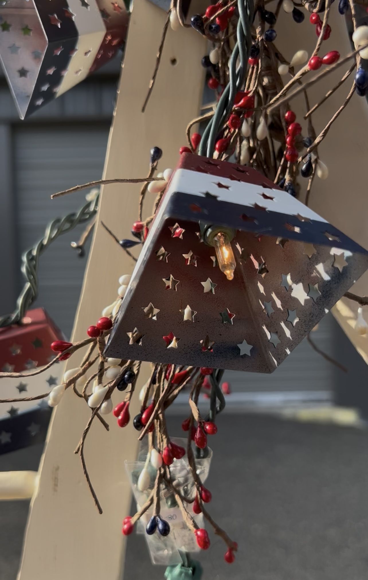 Red, White & Blue metal cover string lights