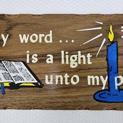 Vintage Psalm 119:105 Wood Plaque Art