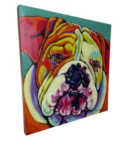 Colorful Bulldog Portrait Canvas Painting