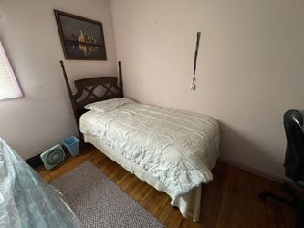 Wooden Twin Size Bed With Mattress & Box Spring