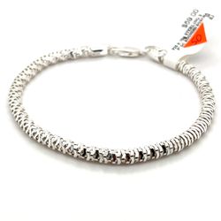925 Silver Bracelet 8” Box Rope 9.7grams 148289 3